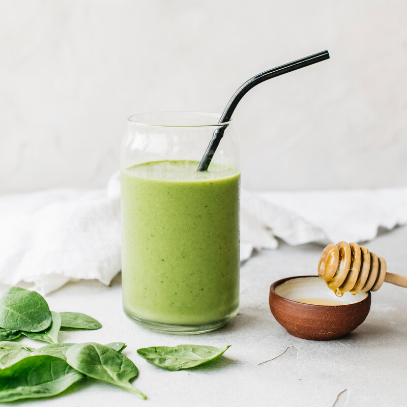 healthy green smoothie, almond butter green smoothie, camille styles