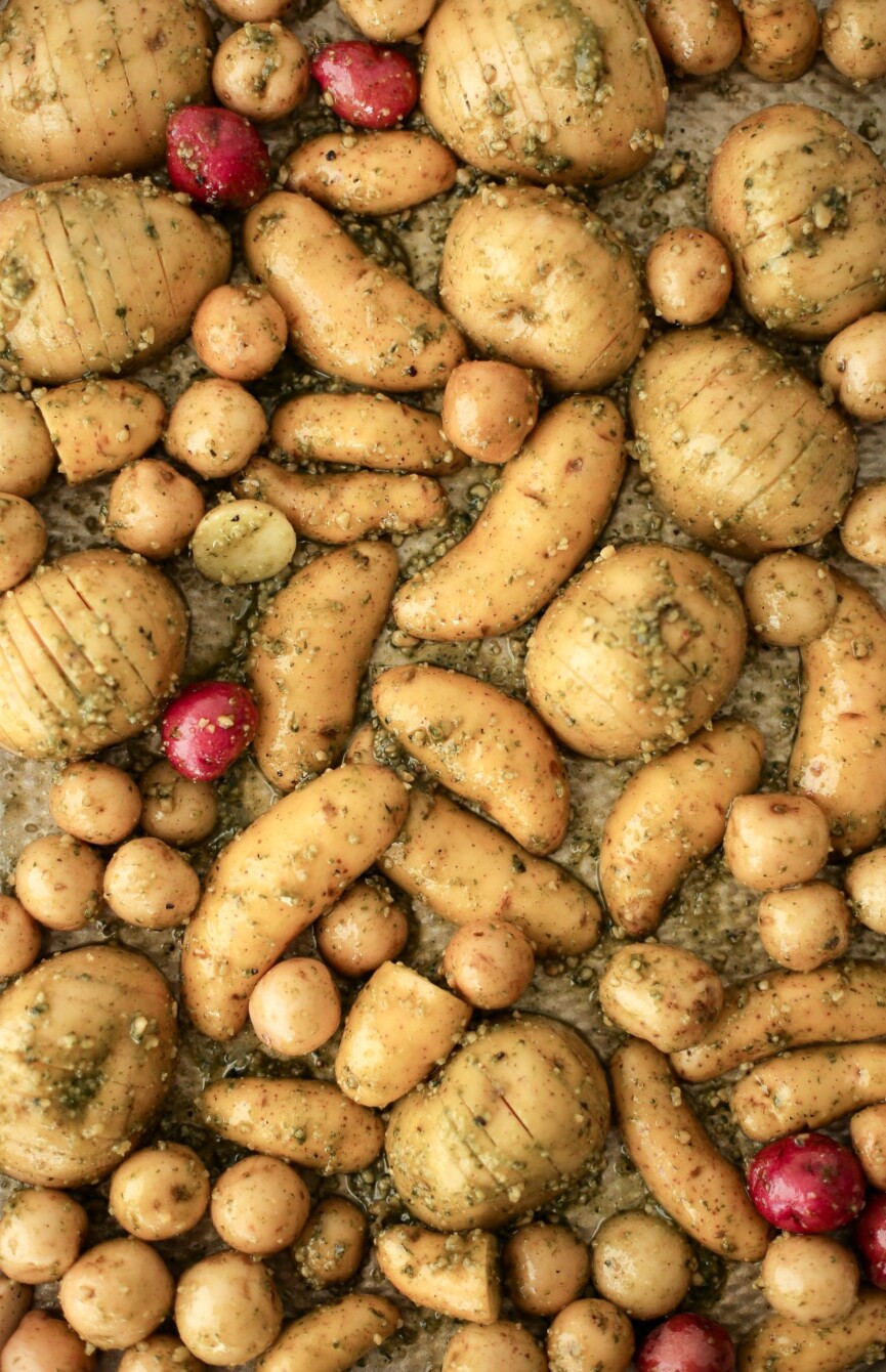 5 ingredient pesto potatoes with parmesan and lemon