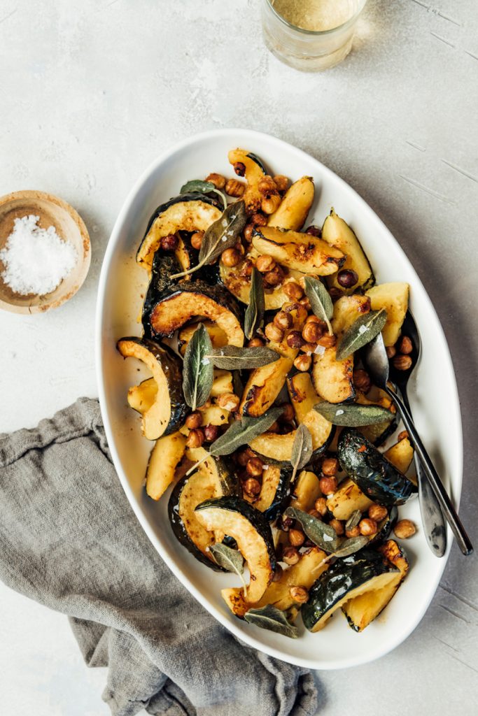 Rosemary Roasted Acorn Squash with Brown Butter and Hazelnuts