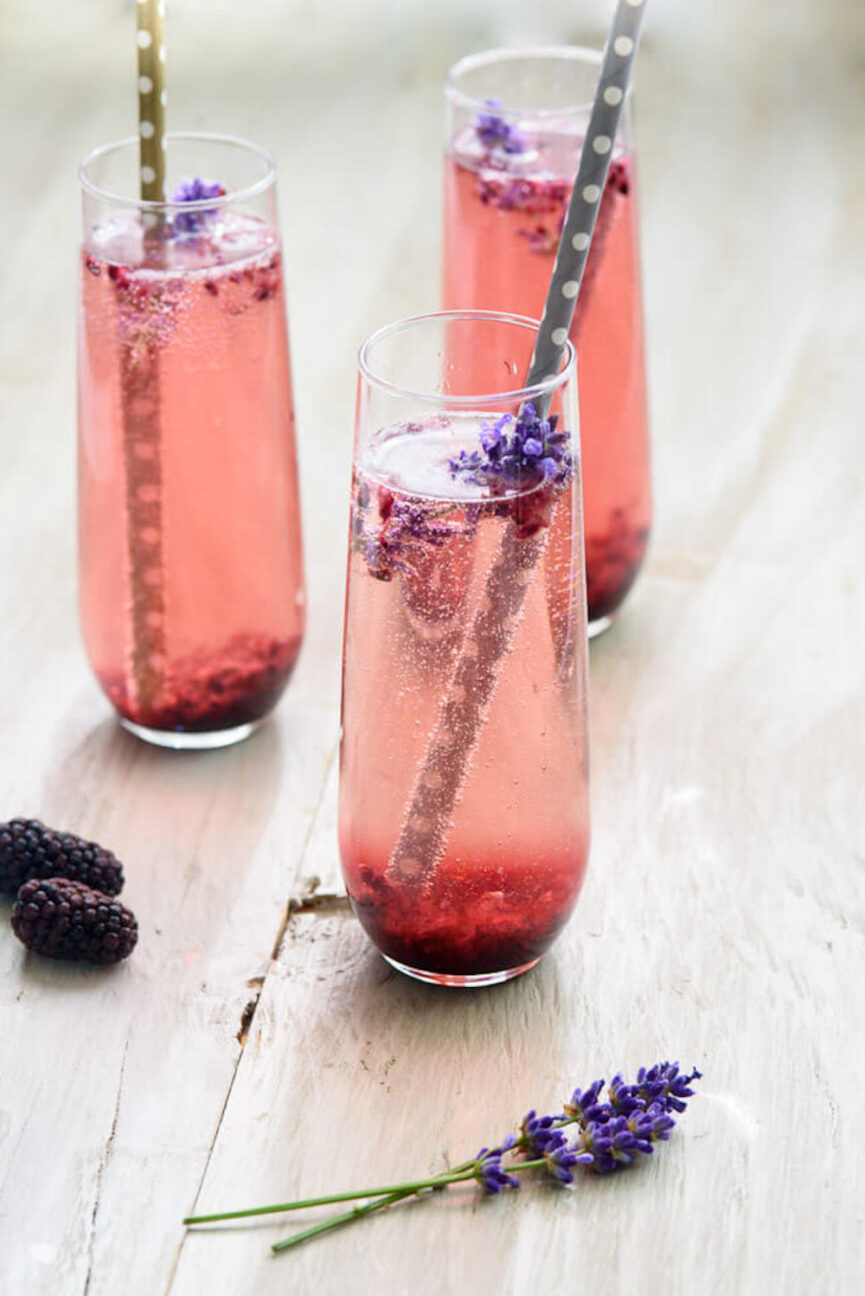 Blackberry Lavender Champagne Cocktail