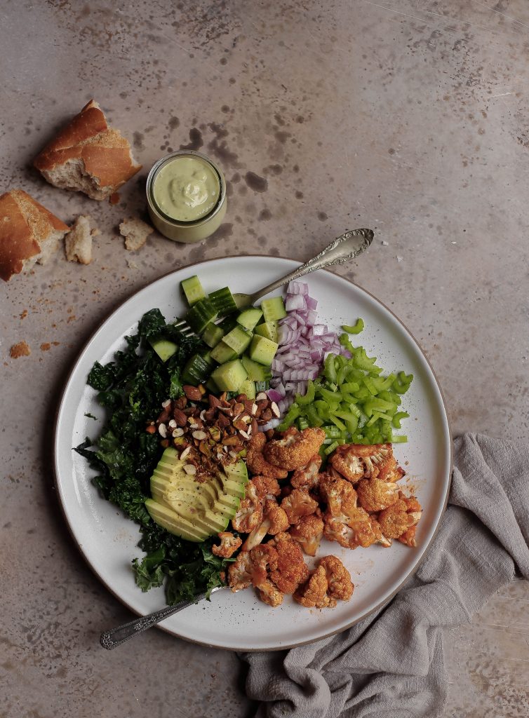 Buffalo Cauliflower Chopped Salad
