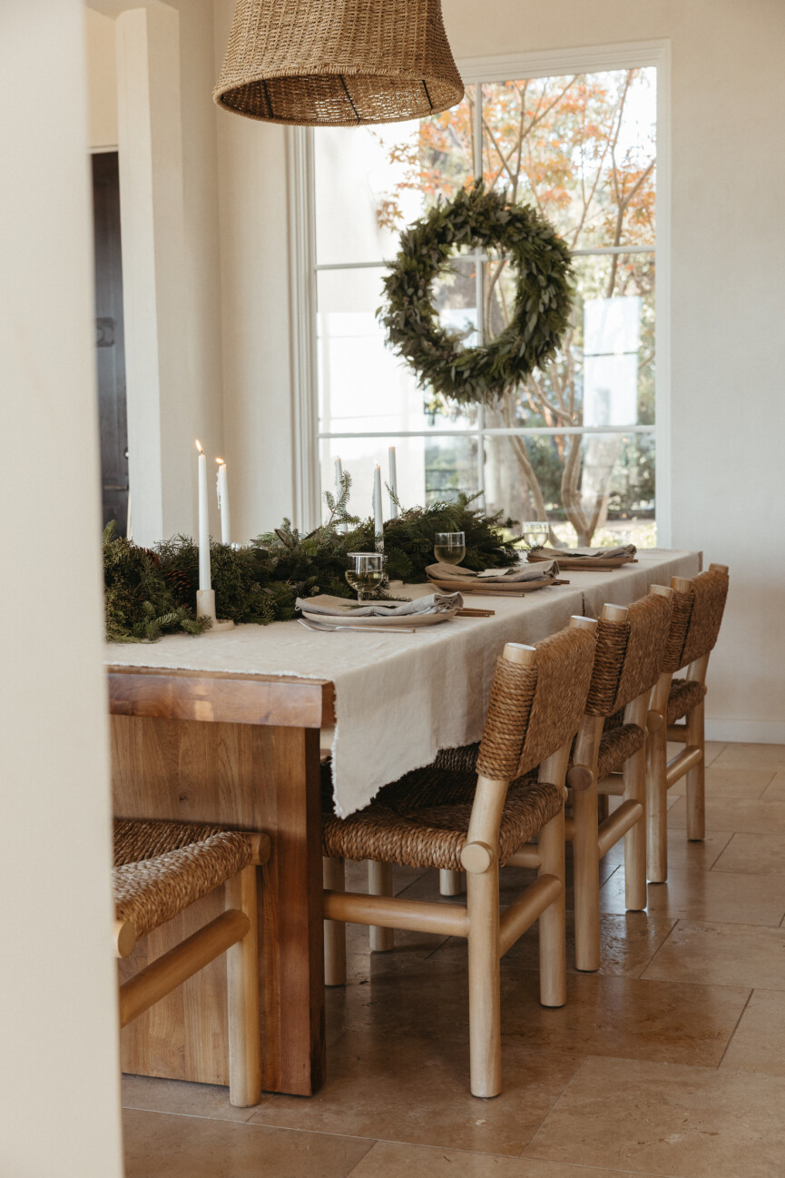 Camille Styles Holiday Decor 2023 - holiday table with evergreen runner