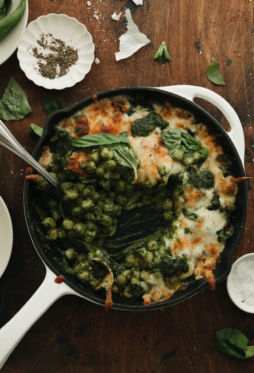 Cheesy Pesto Gnocchi Skillet