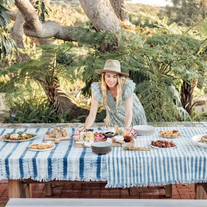 setting the table,brian and jessie de lowe dinner party in santa barbara