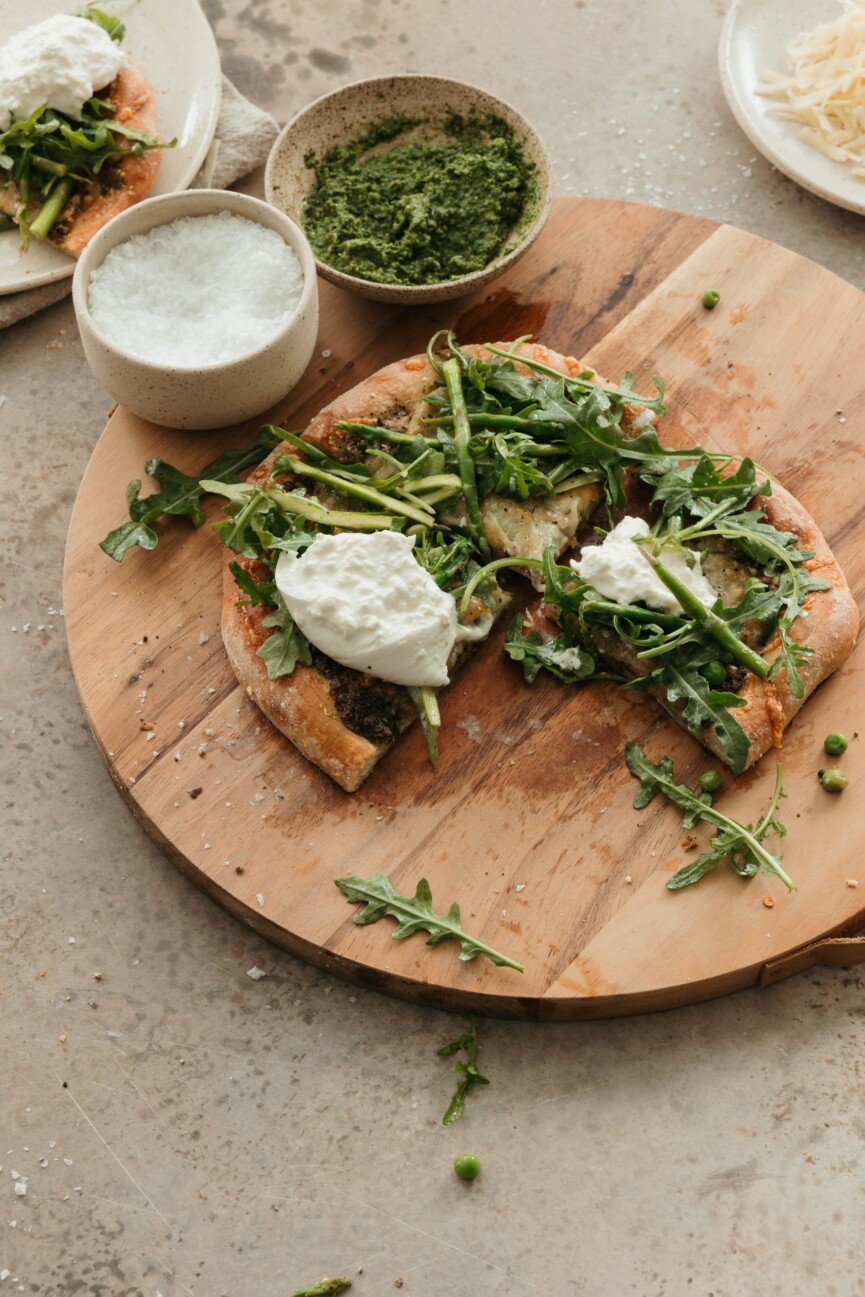 easy pesto spring potato pizza