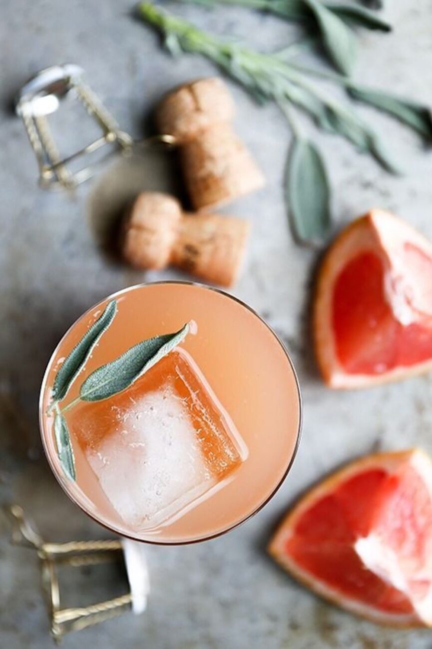 Grapefruit and Sage Champagne Cocktail