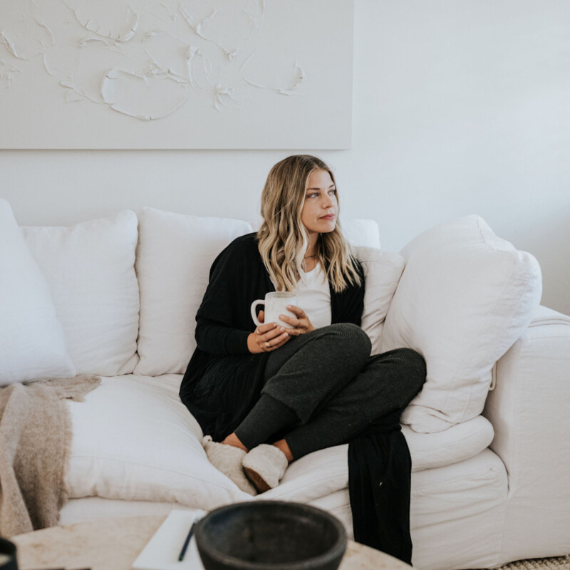 Woman drinking tea.