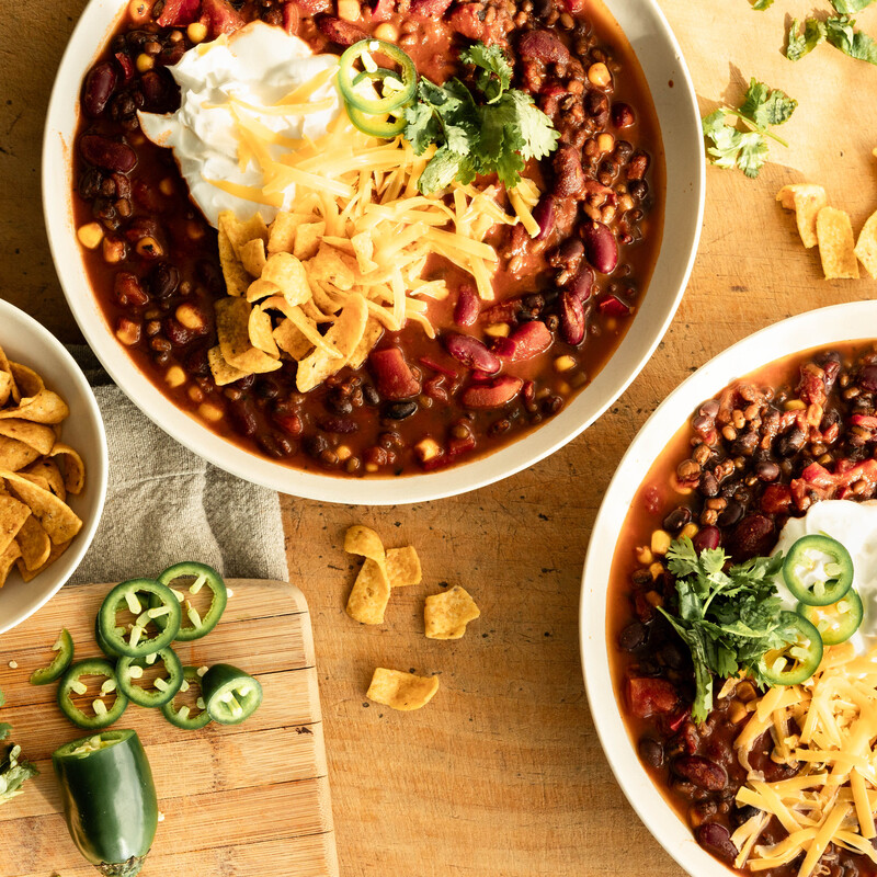 Lentil chili recipe.