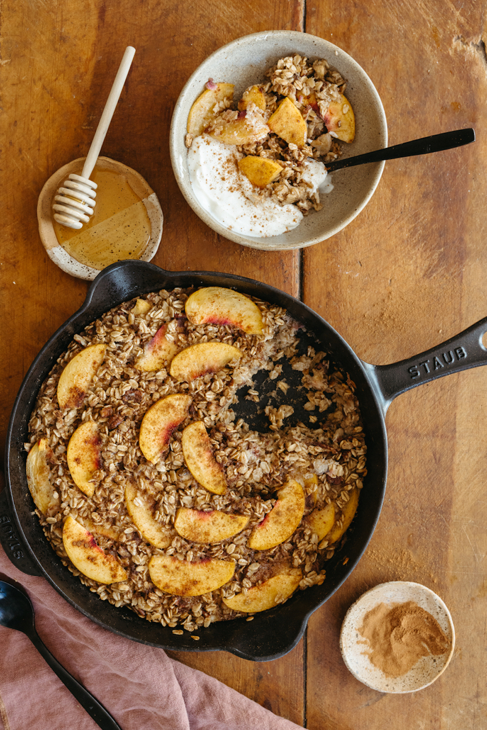 Peach oatmeal bake.