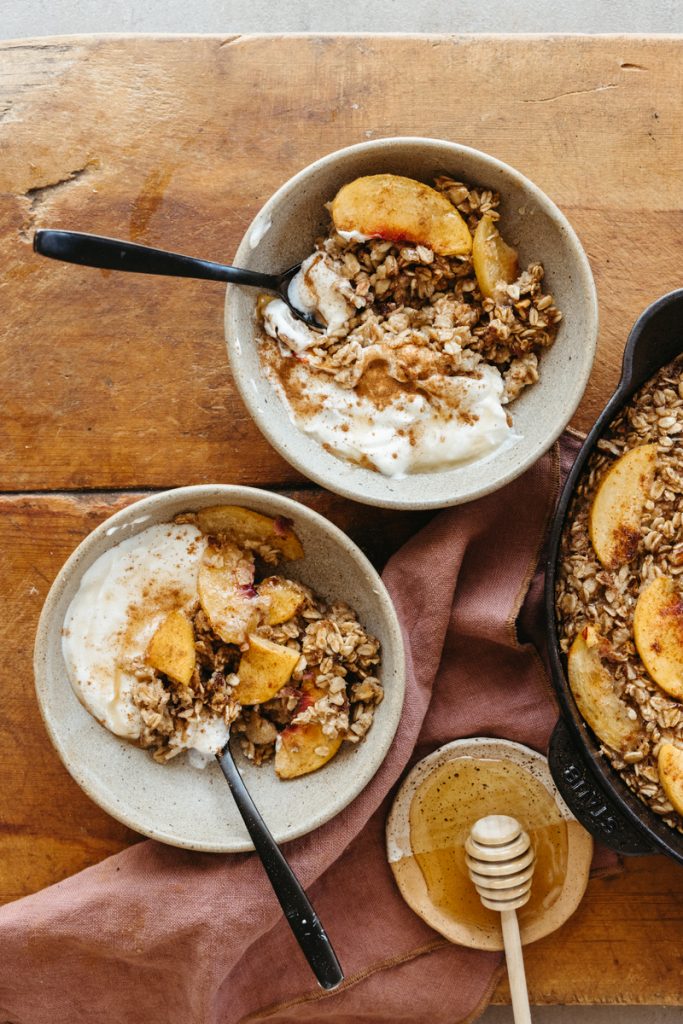 spiced peach and pecan baked oatmeal