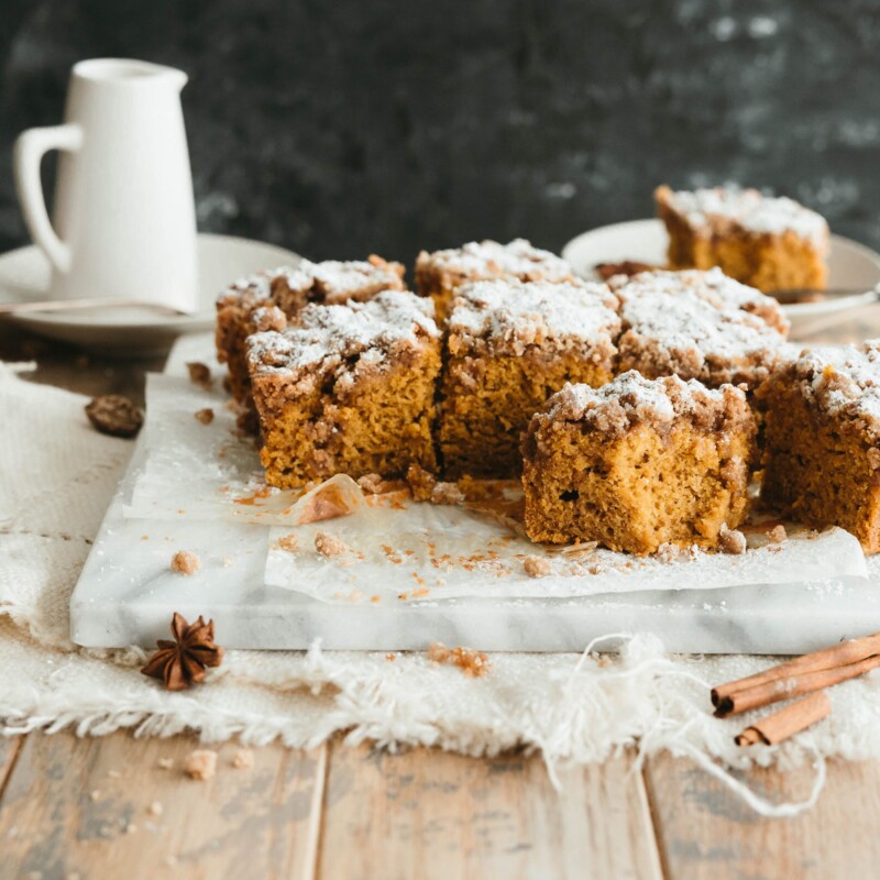 pumpkin snack cake with cinnamon streusel