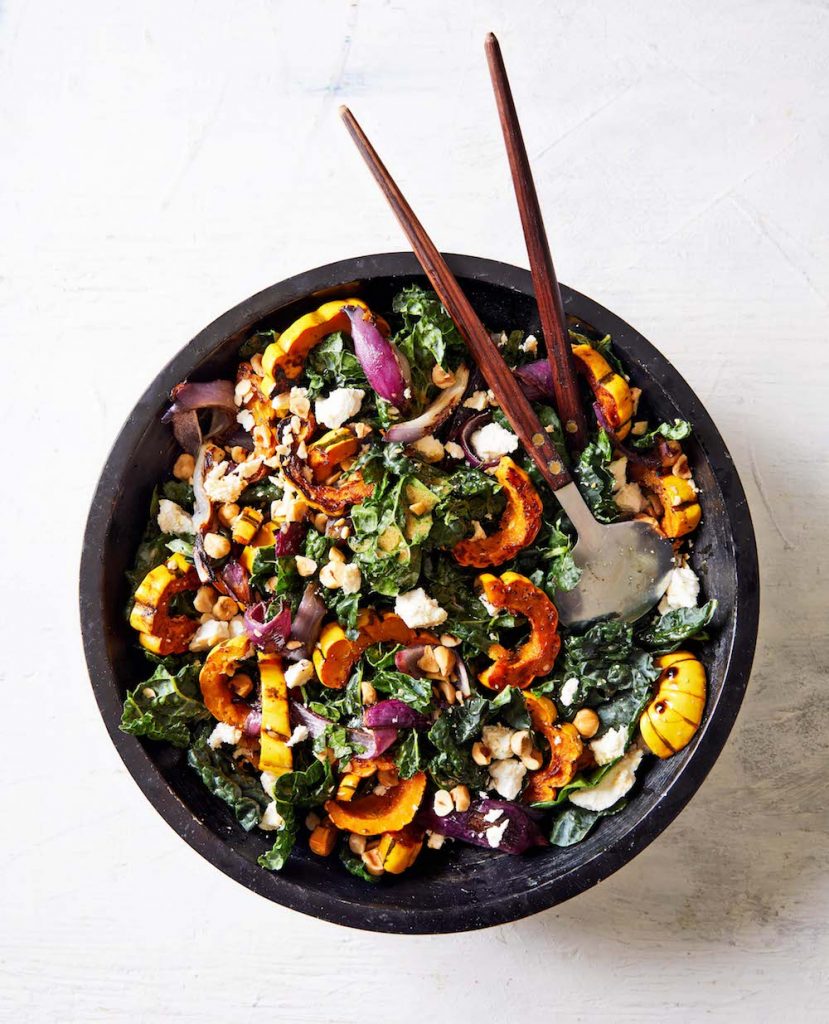 Warm Roasted Delicata Squash and Kale Salad