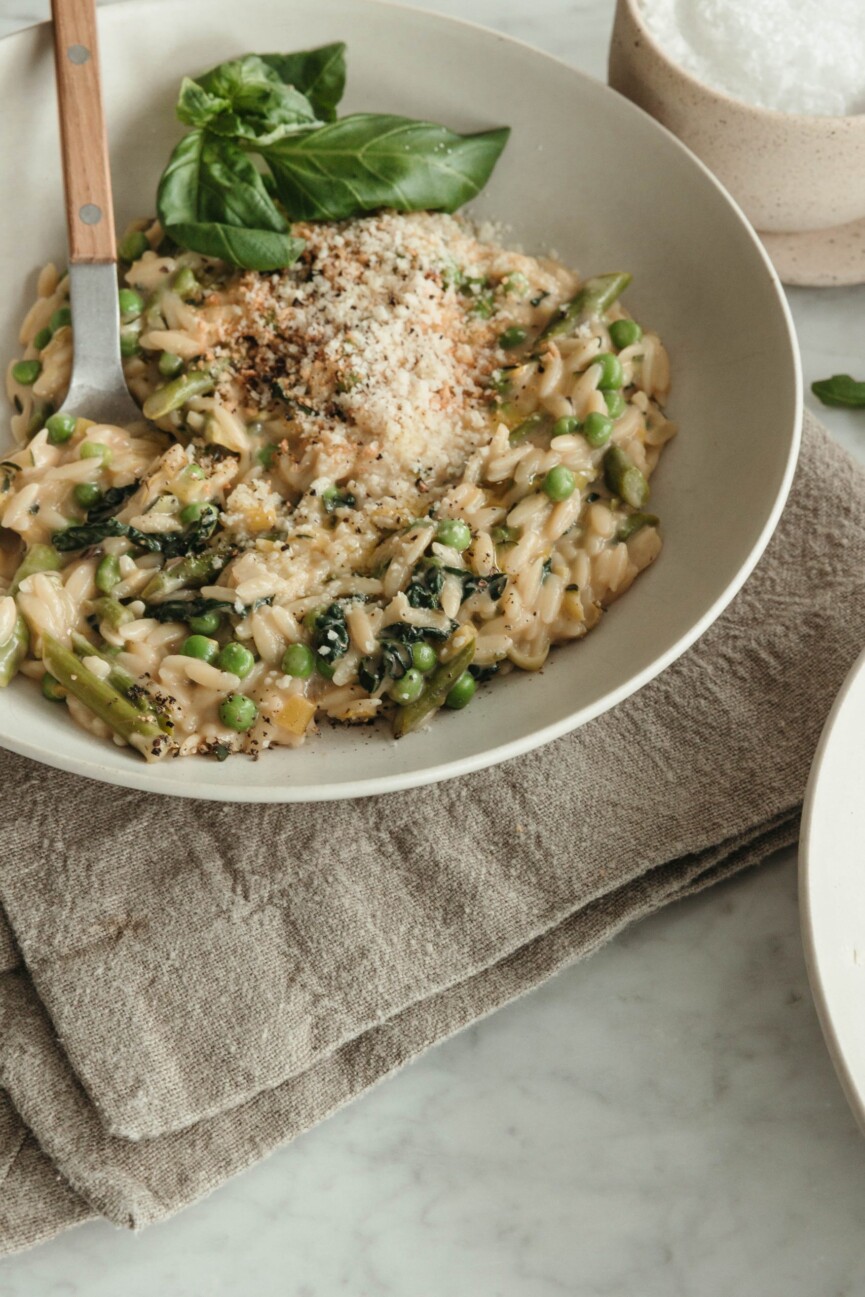 spring parmesan orzo