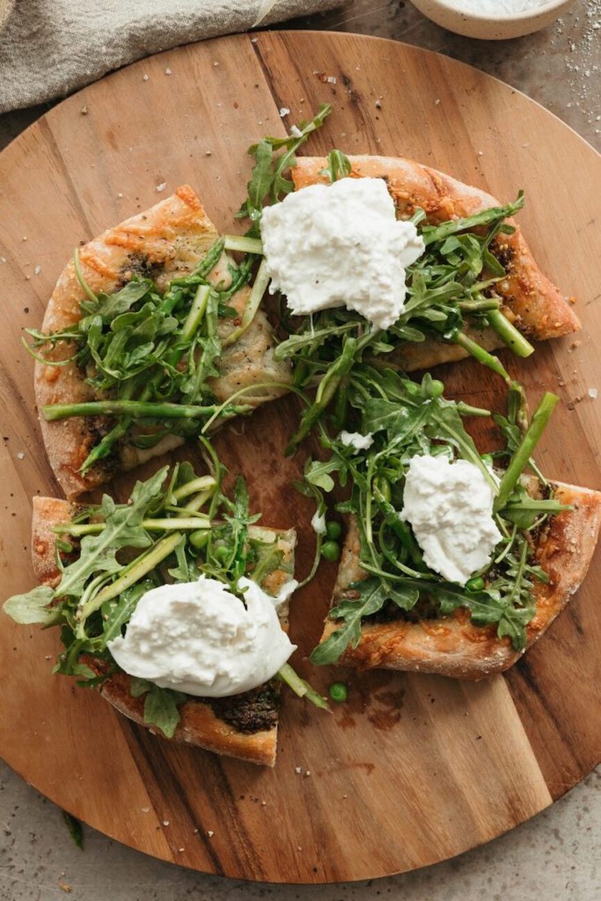 Spring Potato Pizza with Burrata and Asparagus