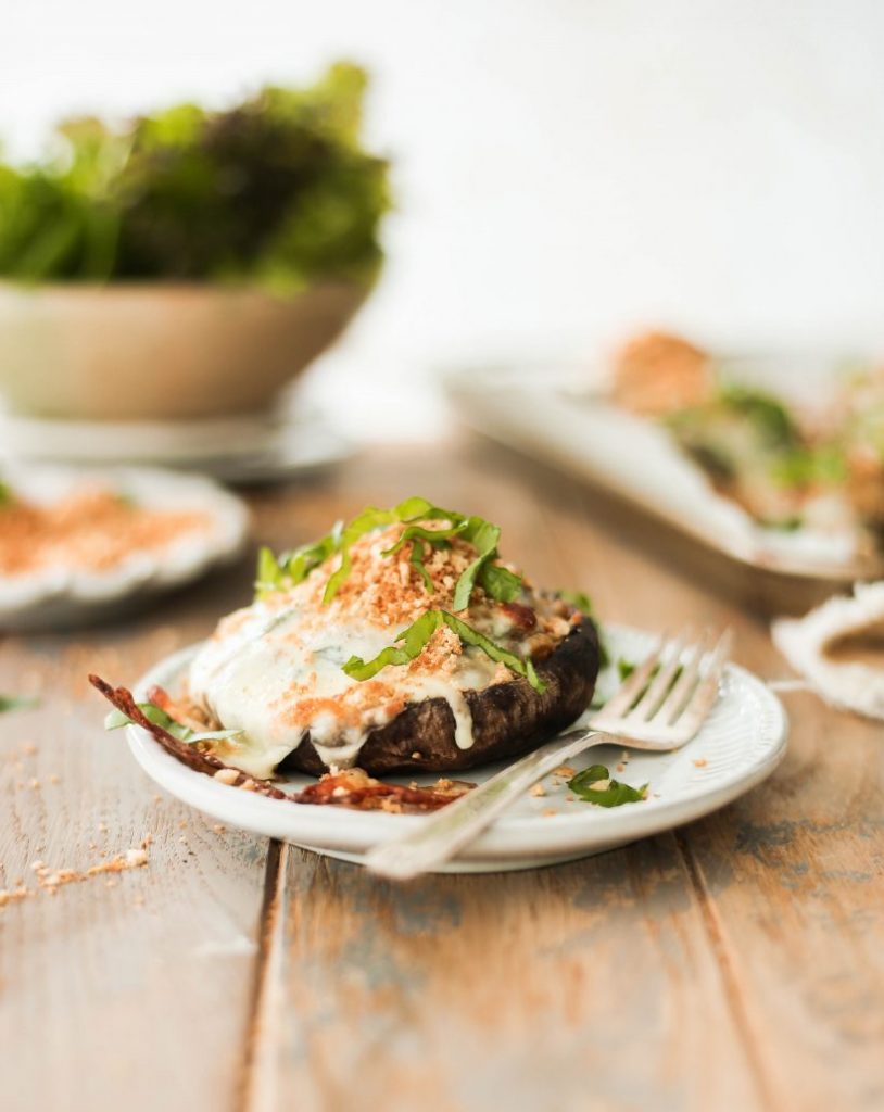 Caramelized Onion and Spinach Stuffed Portobello Mushrooms