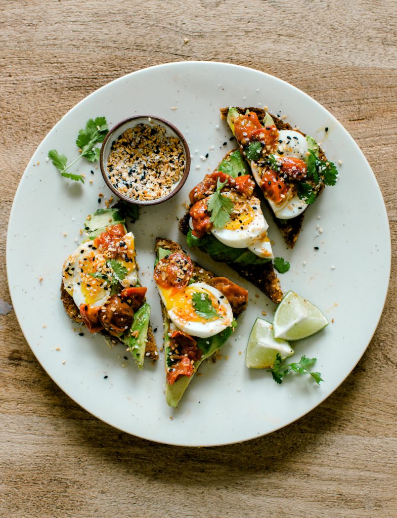 sunday night avocado toast with a jammy egg