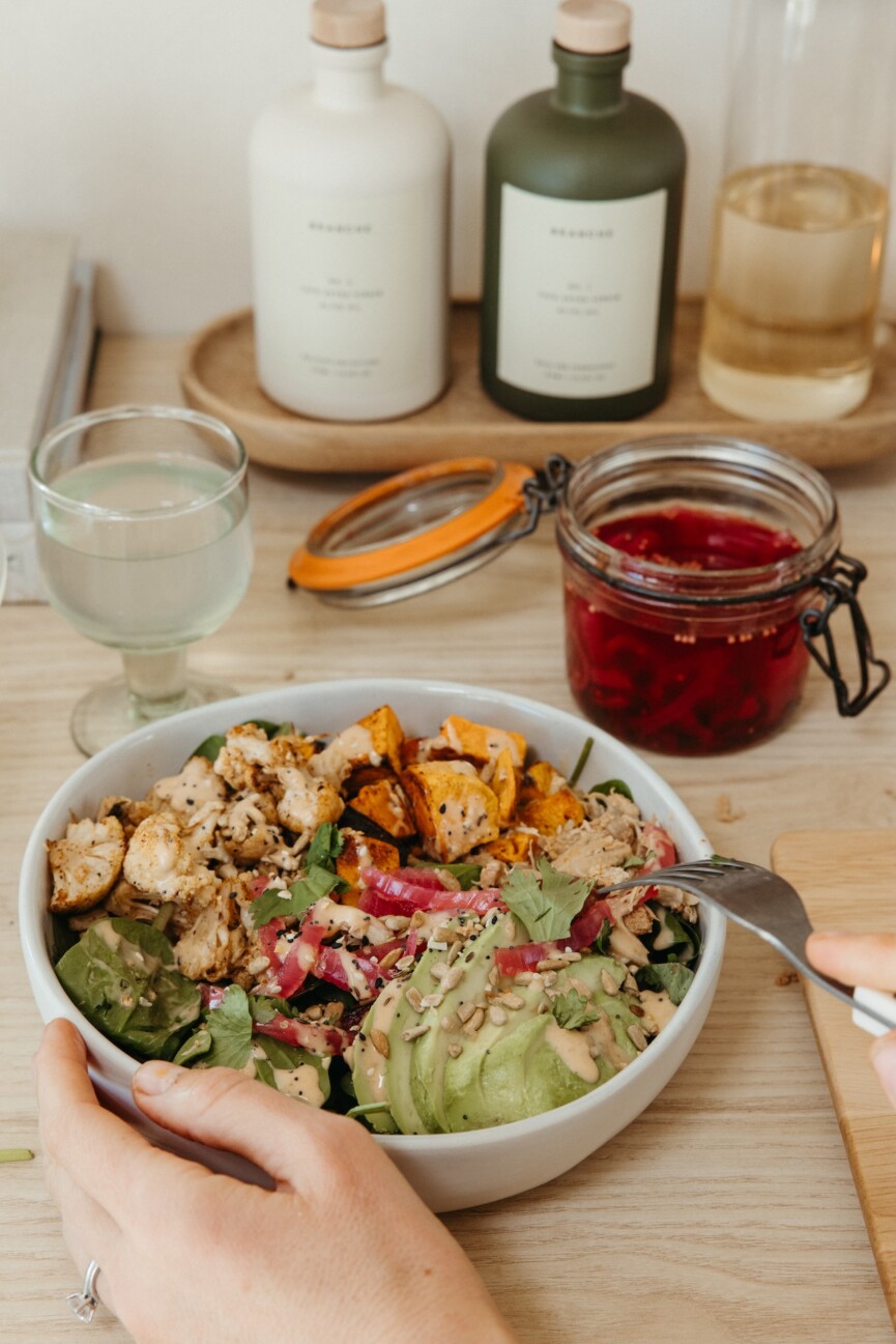 nourish bowl, veggie bowl, grain bowl, healthy lunch