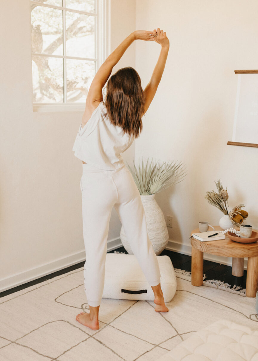 Woman stretching.